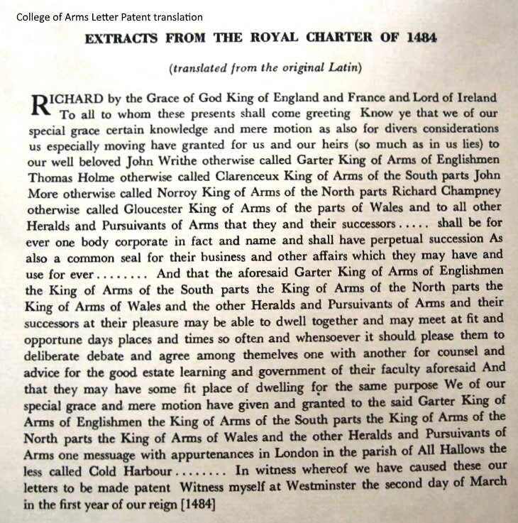 College of Arms Letter Patent